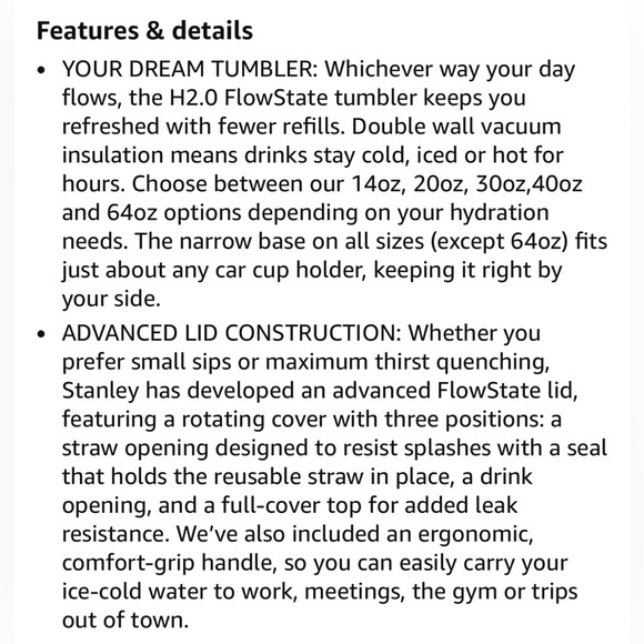 NWT Stanley 20 oz black/white The Flowstate Quencher H2.0 Tumbler with SHRM logo - Picture 9 of 10